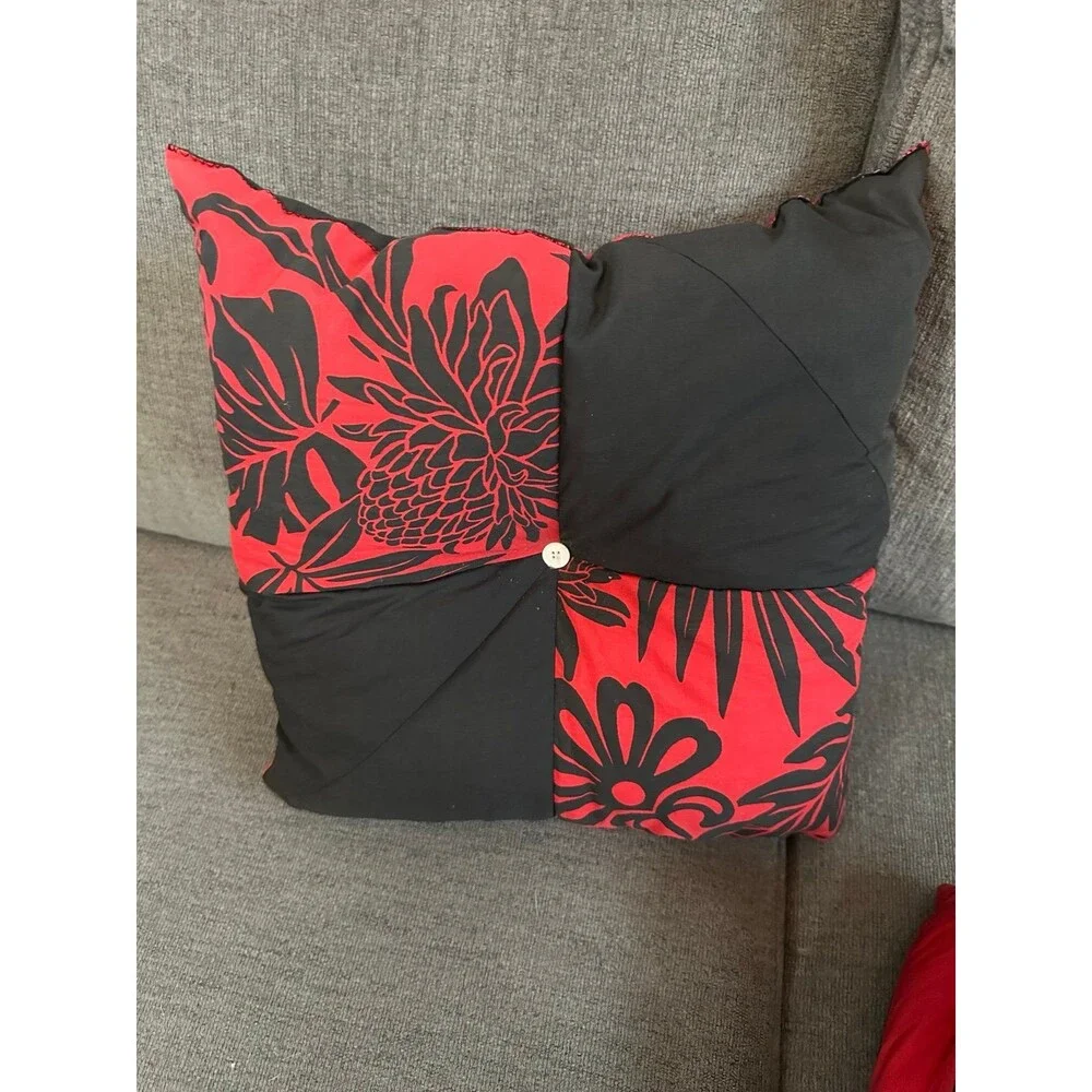 2 Handmade Hawaiian Inspired Color Block Accent Indoor Square Pillows Decor
